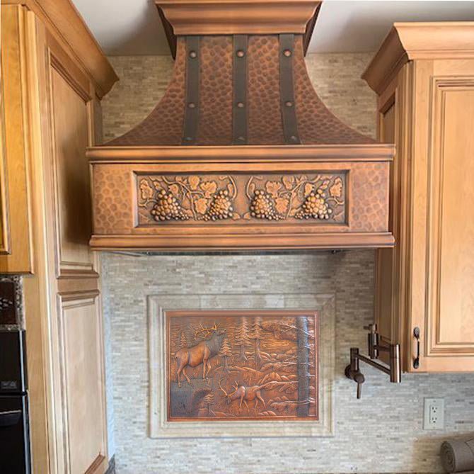 SINDA Classic Kitchen Copper Backsplash Handmade Elegant Wall Art CB-2