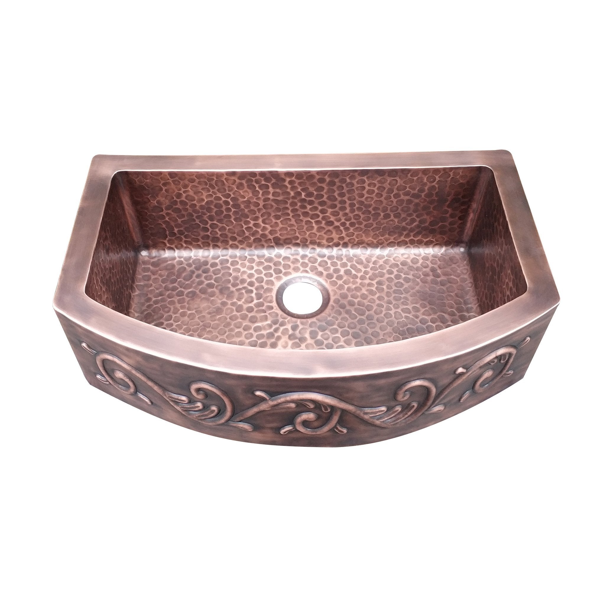 D Shape Hammered Front Apron Copper Kitchen Sink - Stock Clearance