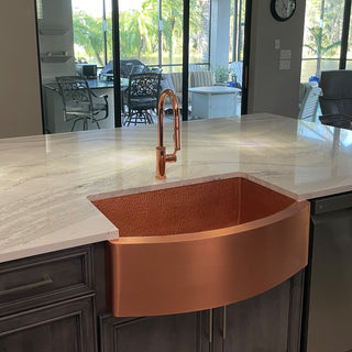 SINDA Copper Custom Farmhouse Kitchen Sink | Natural Copper