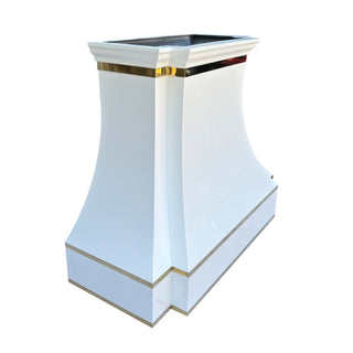 SINDA Handcrafted White Stainless Steel Range Hood Wall Mount In Stock, 48"W x 21"D x 39"H, SRH33-4TR-C