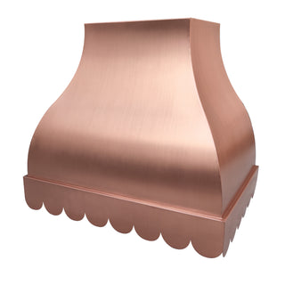 SINDA Scalloped Copper Range Hood Wall Mount In Stock, 30"W x 21"D x 27"H-SRH32