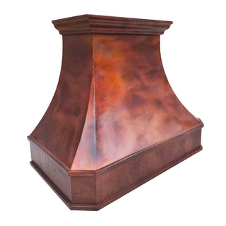 SINDA Fired Handmade Custom Copper Hood-Wall Mount In Stock, 36"W x 21"D x 30"H, H3A