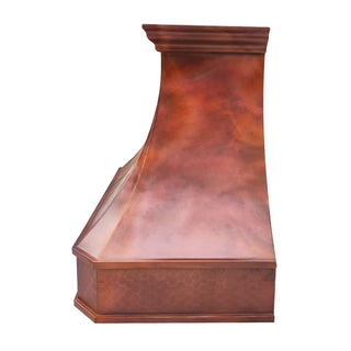 SINDA Fired Handmade Custom Copper Hood-Wall Mount In Stock, 36"W x 21"D x 30"H, H3A