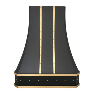 SINDA Tuscan Style Curved Stainless Steel Range Hood|Brass Accents