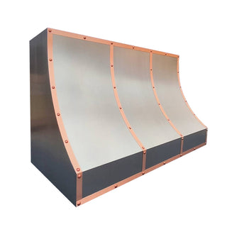 Decorative Sloped Stainless Steel Custom Range Hood with Copper Accents - SINDA