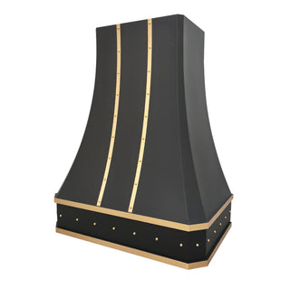 SINDA Curve Black Stainless Steel Range Hood|Custom Made|Brass Decor