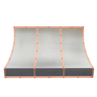 Decorative Sloped Stainless Steel Kitchen Hood with Copper Accents - SINDA