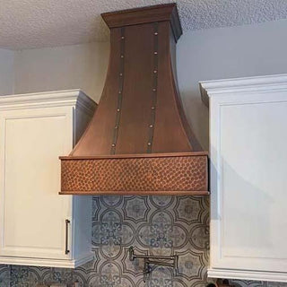 SINDA classic handmade hammered apron copper custom vent range hood