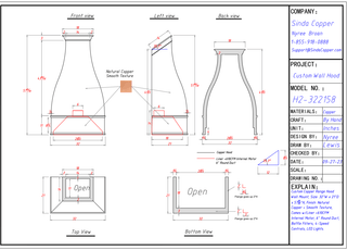 CUSTOM SINDA Copper Range Hood for Paula - Sinda Copper50% Deposit and Balance Before Shipping