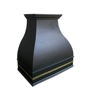 SINDA premium copper range hood in hammered texture with brass straps and rivets fully customizable and free shipping