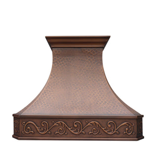 Wall mount premium classic scroll apron light hammered copper custom range hood SINDA