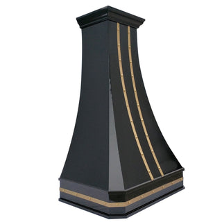 Black Curved Custom Metal Kitchen Range Hood SRH3-C-2TR-M - Sinda Copper