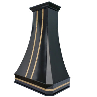 Black Curved Custom Kitchen Range Hood SRH3-C-2TR-M - Sinda Copper