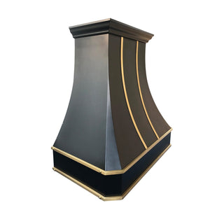 Black Metal Wall Mount Curved Range Hood-Sinda Copper