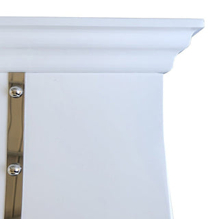 White Kitchen Range Hood Top Detail- Sinda Copper