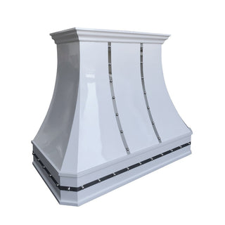 Customize White Metal Range Hood SRH3-C-2TR-M-W- Sinda Copper