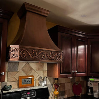 Handcrafted premium classic scroll apron design copper custom  range hood SINDA