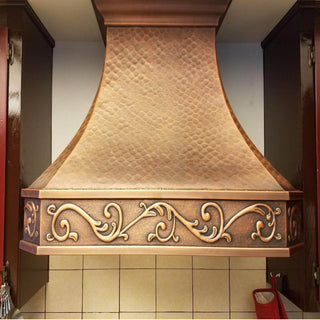 Handmade classic decorative apron hammere copper custom kitchen hood SINDA