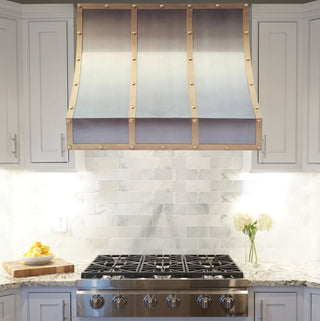 SINDA Luxury Sloped Stainless Steel Range Hood with Brass Accessory 