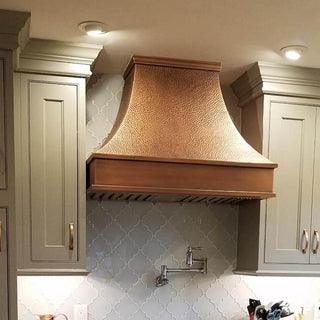 Handmade antique copper custom range hood