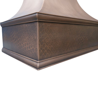 Rustic copper stove hood in antique copper with luxury design